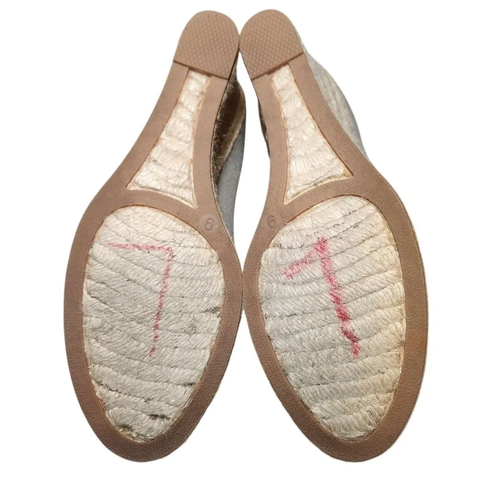 J Crew Espadrille Wedge Platform Metallic Canvas Cream Gold 9 Preppy Coquette
